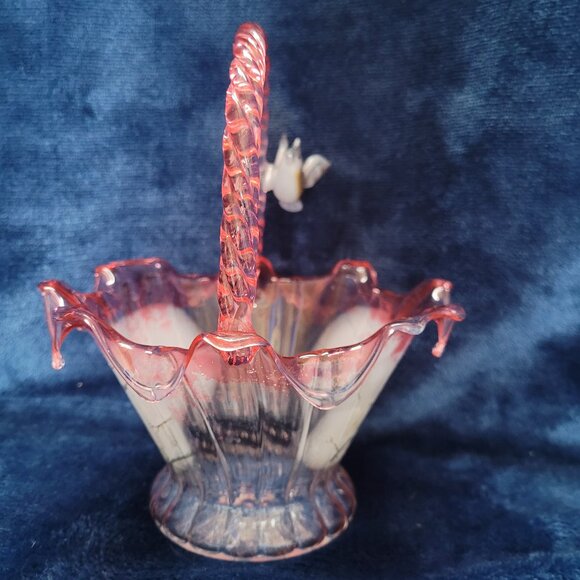 Hand-Blown Art Glass Basket - Picture 4 of 6